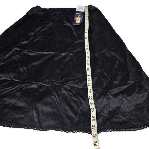 Vanity Fair Slip Skirt Medium 28" 100% Nylon Black Vintage New Deadstock Petti - Picture 7 of 7